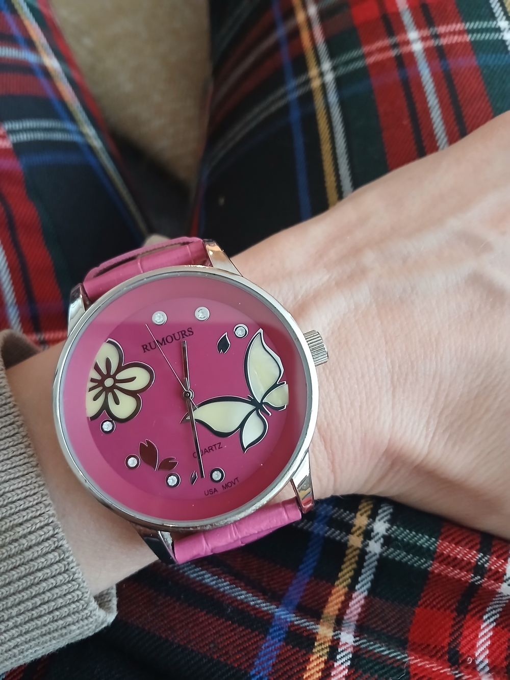 Pink Butterfly RUMOURS Women's Watch Oversized Dial